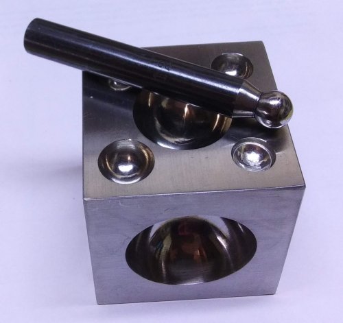 Judy Larson's Ripple Bracelet  - , Metalwork, Cutting, Cutting Tool, Cutters, Dapping, Dapping Jewelry, Filing, Finishing, Findings, Clasps, Components, Tumbling, Tumble, Tumbling Jewelry, Butane Torch, Soldering, Solder, Tools, Place a stamped disc face down in a doming well.
